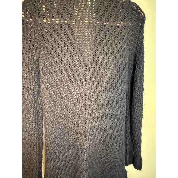 Free People Alpaca Wool Blend Navy Double‎ Breasted Duster Cardigan S Open Knit - Picture 10 of 10